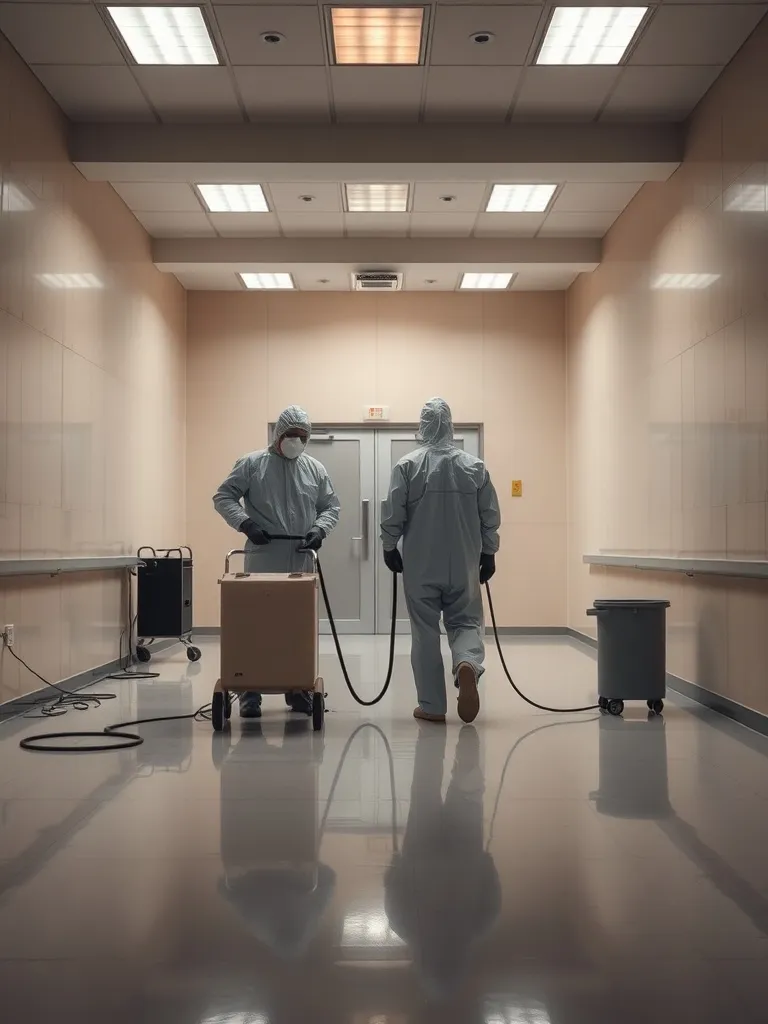 Industrial decontamination process, professional cleaning eq